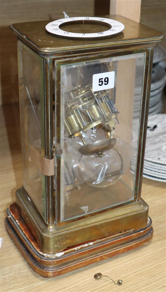 A French brass four glass clock (a.f.)